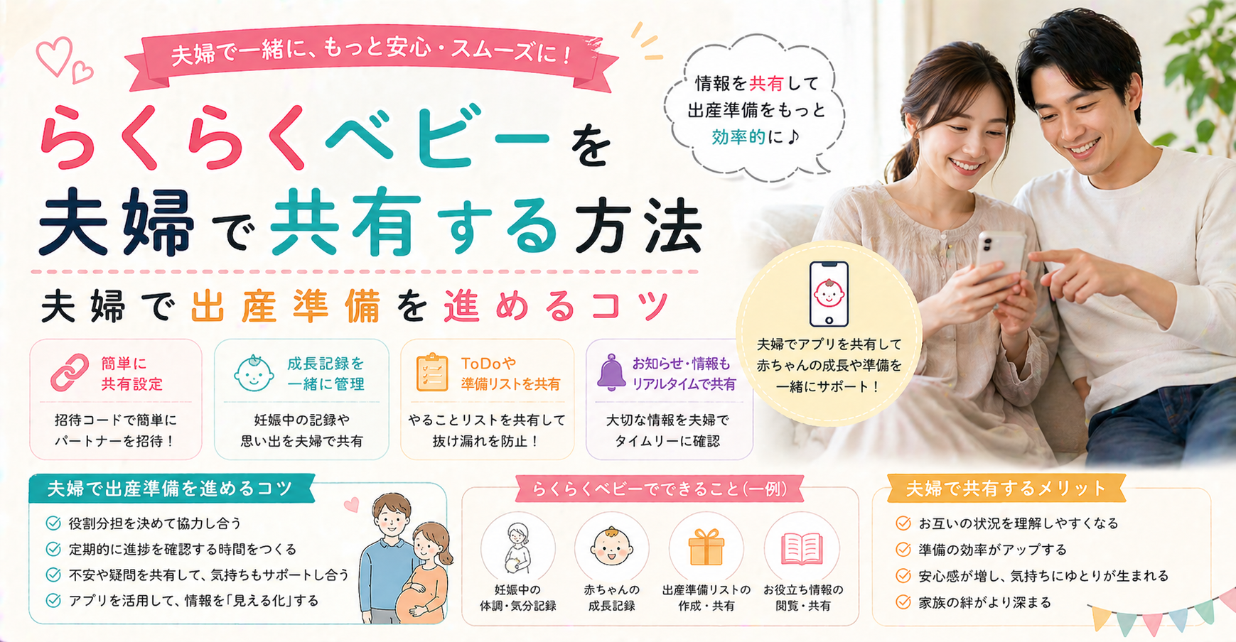 らくらくベビーを夫婦で共有する方法|夫婦で出産準備を進めるコツ ChatGPT Image 2026年4月26日 21_00_05